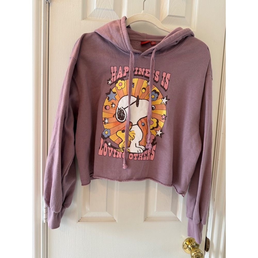 Peanuts Snoopy Cropped Hoodie XL‎ Happiness Is Loving Others Sweatshir